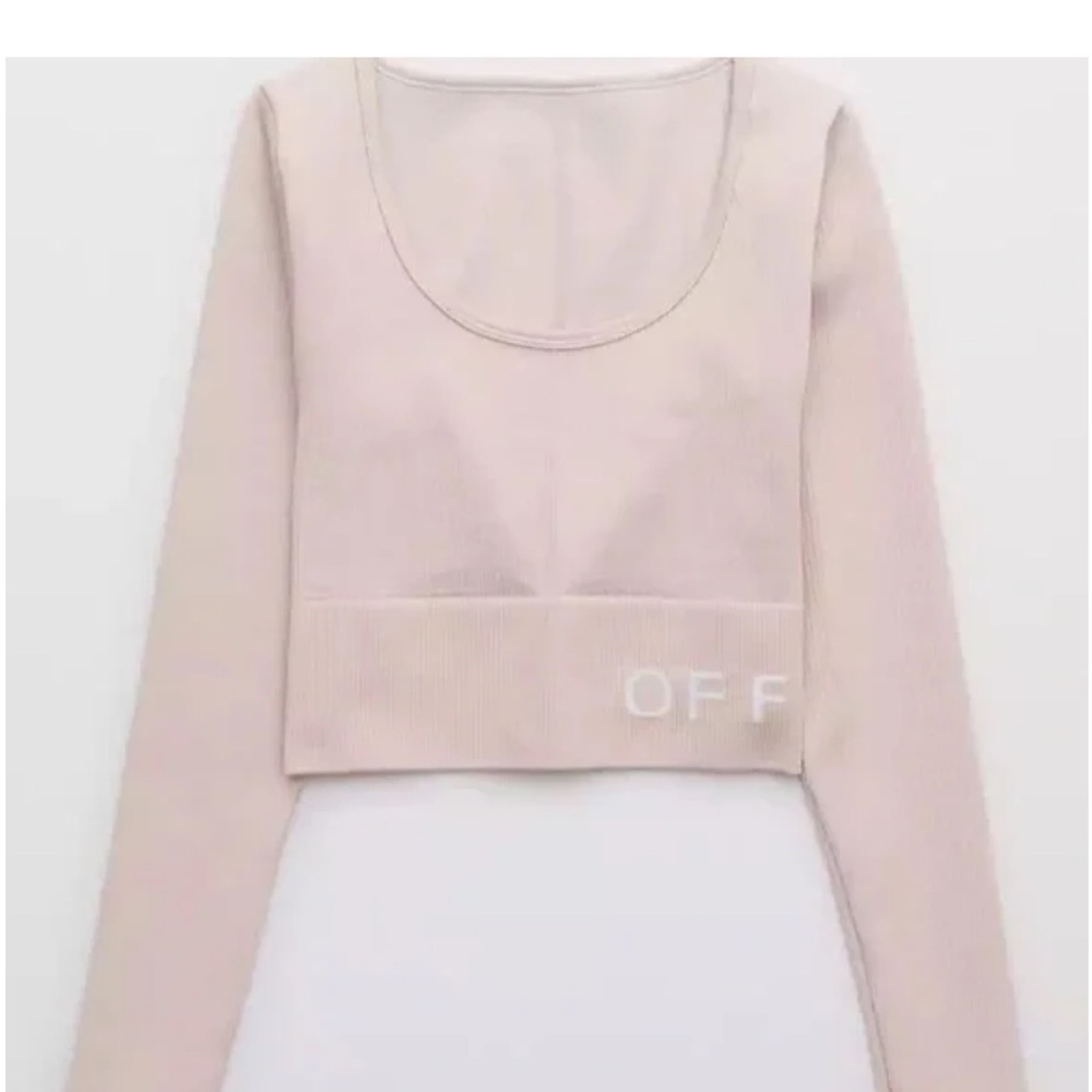 Aerie Offline Sidewalk Seamless Ribbed Long Sleeve Cropped Shirt